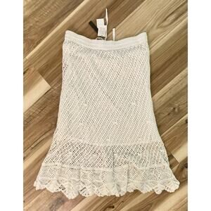 NWT Women’s Chelsea & Theodore White Crocheted Long Pull-On Lined Skirt Large